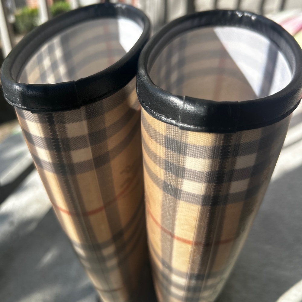 Burberry Classic Check Tall Rain Boots - Tan, Navy, Red - Picture 7 of 9